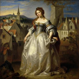 la geante in a medieval town in the style of alexandre cabanel, william bouguereau, oil on canvas, 4 k resolution