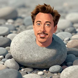 illustration of a robert downey, sea shore stones, trending on artstation, detailed texture