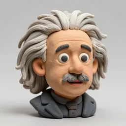 real albert einstein!!! clay! close detailed sculpted head , style: claymation puppet kids clay , by guldies