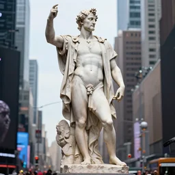 super detailed renaissance sculpture of walter white by michelangelo, standing in times square, 3 d render, hyper detailed, sharp focus, 8 k resolution