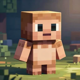 tiny creature made of one brick with studs, big cute eyes, cute looking, kawaii, sharp focus, character, game concept art, blocky, mixels, flat toon style like katamari damacy, pokemon inspired, blocky like minecraft, promotional image