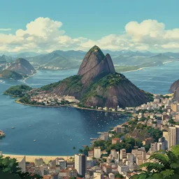a perfect picture of Rio de janeiro by studio Ghibli. Trending on art station and favorites on DeviantArt . Masterpiece and epic