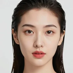 cover photo portrait of Du Juan, beautiful face, faint red lips, wet hair, slicked-back hair, photoshoot for skincare brand, real-life skin, light makeup, elegant, soft, smooth, masterpiece.
