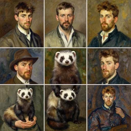 indiana jones as a ferret in the style of john singer sargent, anders zorn, joaquin sorolla, claude monet, pierre - auguste renoir a