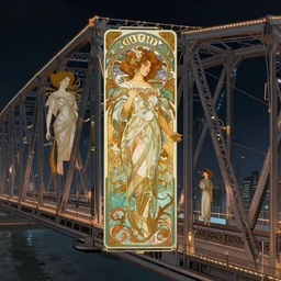 futuristic cyberpunk, howrah bridge, calcutta, sci-fi, fantasy, intricate, very very beautiful, elegant, neon light, highly detailed, digital painting, artstation, concept art, smooth, sharp focus, illustration, art by alphonse mucha and tian zi and WLOP
