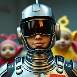 robocop teletubbies, detailed facial expression, cinema still