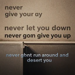 never gonna give you up, never gonna let you down, never gonna run around and desert you