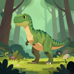 an illustration of a post - dinosaur 1 7 in the woods, trending on artstation, central composition, very cartoon, shape focus, high detailed, by anton fadeev g 7