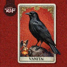 beautiful digital fantasy illustration of a black bird with a red background, poster art by victo ngai, behance contest winner, vanitas, wiccan, tarot card, angel sitting on a rock, abyssal warmth, an ultrafine detailed painting by peter mohrbacher, high detail texture, unreal engine, 8 k, photographic quality, ultra hyper realistic quality, 8 k definiton, hyper - realistic