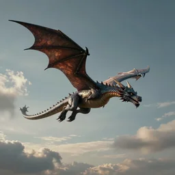 a simple dragon soaring in the sky, digital art