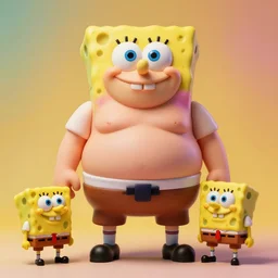 hyperrealistic rendering : : fat smooth flesh monster spongebob : : by donato giancola and greg rutkowski and wayne barlow and zdzisław beksinski : : product photography, action figure, sofubi, studio lighting, colored gels, colored background