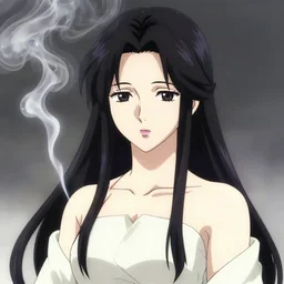 Liquid smoke flower priestess portrait, by Masamune shirow