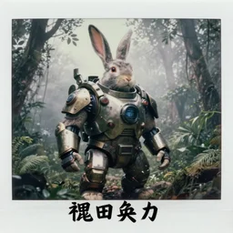 by military archive!! full shot!!!!! rabbit armored sci - fi hulked oversized rabbit barbarian, fog, in deep jungle forest jungle, overcast!!! cinematic focus, polaroid photo, vintage, neutral colors, soft lights, overcast, foggy, full shot by steve hanks, by serov valentin, by lisa yuskavage, by andrei tarkovsky