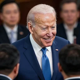 inspiring portrait of joe biden, smiling down from above turned away, artstation winner by victo ngai, kilian eng and by jake parker vibrant colors, winning - award masterpiece, fantastically gaudy, aesthetic octane render, 8 k hd resolution