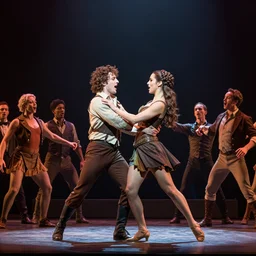 award winning Production photo of David and Goliath on broadway, dancing, singing, costumes by Julie Taymor, set design by Julie Taymor