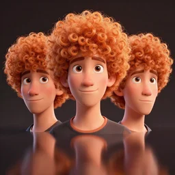 3 d render of curly orange hair men as a pixar 2 0 2 2 movie poster, smooth, intricate, octane, reflects, ultra detailed, sharp focus, symmetry