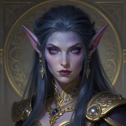 portrait of a night elf, deep focus, intricate, elegant, regal, highly detailed, digital painting, artstation, concept art, matte, sharp focus, illustration, d & d, fantasy, hearthstone, art by artgerm and greg rutkowski and alphonse mucha