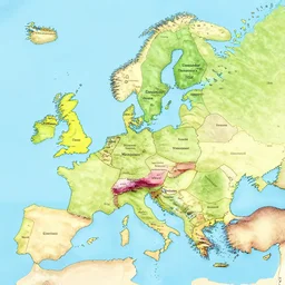 map over europe with names