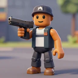 hyper realistic roblox character with a glock 1 8
