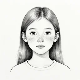 a black and white ink drawing of a freckled ten year old girl named lucy in winter fur park and and a fur hat, ( ( ( ( smiling ) ) ) ), ( ( ( ( waving hand ) ) ) )