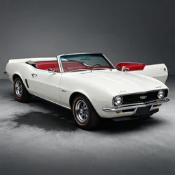 Ermine White Chevrolet Camaro Z28 Convertible (1967), red interior, a gritty neo-noir, dramatic bright lighting, cinematic, establishing shot, extremely high detail, photorealistic, cinematic lighting, artstation, by simon stalenhag, Max Payne (PC) (2001) winter new york at night