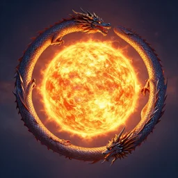 a dragon around the circonference of the sun, modernism, digital art, trending on artstation, fantasy art, masterpiece, made by dall - e 2