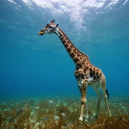 underwater photo of a jiraffe by national geographic