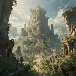 amazing crazy landscape photo of a secret civilization, hyperdetailed, cinematic masterpiece