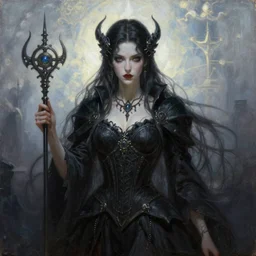 fantasy, portrait oil painting, perfect expression, subconscious connects, purified consciousness, female, vagabond, evil, dark knight, beautiful, elegant, octopath traveler, final fantasy, gothic, artifacts, intricate, elegant, luminous skies, kim jung gi, irakli nadar, loish, ruan jia, mandy jurgens, william - adolphe bouguerea