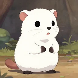 in the style of animaniacs, anthropomorphic mink, female, white fur,