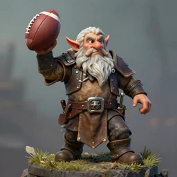 Warhammer fantasy dwarf holding a football, by John blanche