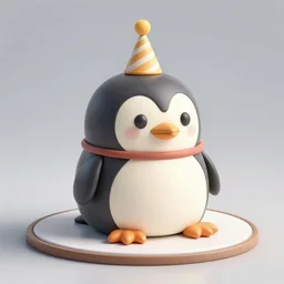 birthday cake in the shape of a penguin. 3 d render