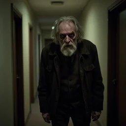 Creepy old man, In dim hallway, watching