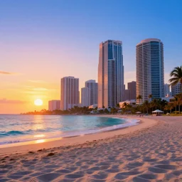 miami vibes, unreal engine, digital art, sunset, sharp focus, beach, vivid color, clear sky