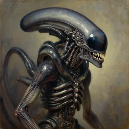 portrait of xenomorph, oil painting by joseph mallord william turner, 1 8 th century, art, oil on canvas, wet - on - wet technique, highly realistic, expressive emotions, intricate textures, illusionistic detail, 4 k
