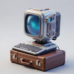 a computer that is sitting on top of a suitcase, computer graphics by senior environment artist, featured on polycount, retrofuturism, hard surface modeling, physically based rendering, sketchfab
