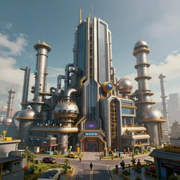 an epic 3 d render of a epic cyberpunk factory building, by beeple and fvckrender and visualdon, trending on instagram
