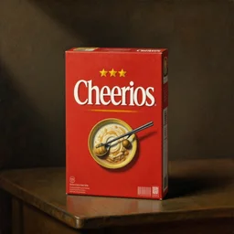 Box of Cheerios, in the style of a Rembrandt painting.