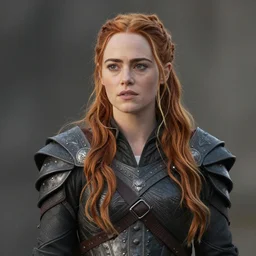 long shot photo of emma stone as a valkyrie warrior, highly detailed, 4k