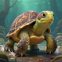 aged turtle, fantasy, charming, pixar splash art, art by artgerm, intricately detailed, highly detailed, trending on artstation, 4 k, wallpaper - 1 0 2 4