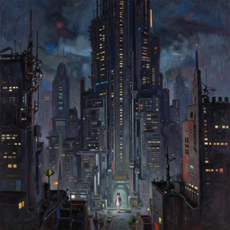baroque oil painting of anime key visual environment concept art of a cyberpunk city, brutalist, dark fantasy, rule of thirds, digital cel shading, fake hidden detail, trending on pixiv fanbox, acrylic palette knife and brush, style of makoto shinkai studio ghibli jamie wyeth james gilleard greg rutkowski