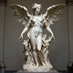 extremely symmetrical full length character, eldritch horror creature with the body of a beautiful woman, sculpted by gian lorenzo bernini