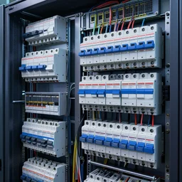 highly detailed datacenter switchgear, protective relays, molded case circuit breakers, concept art, character art, studio lightning, bright colors, intricate, masterpiece, photorealistic, hyperrealistic, sharp focus, high contrast, artstation hq, deviantart trending, 8 k uhd, unreal engine 5
