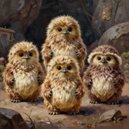 a very high detailed painting of the ewoks star wars