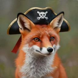 a painting of a fox wearing a pirate hat