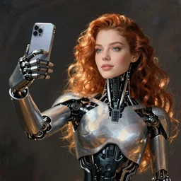 cyborg taking a selfie, by dave mckean