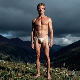 color photograph of skinny skinny Arnold Schwarzenegger