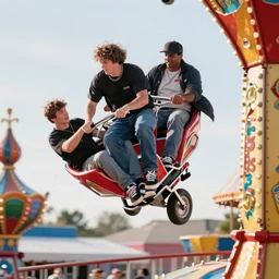 death grips riding tilt - a - whirl at a carnival, mc ride, zach hill, andy morin, as ed binkley