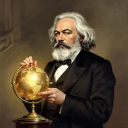 karl marx ( the wizard ) pondering his orb