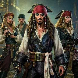 pirates, highly detailed, unreal engine 5, professional photography, candid photography, by greg rutkowski and alphonse mucha and loish and wlop